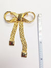 1980's Gold Tone Nugget Bow Brooch Pin