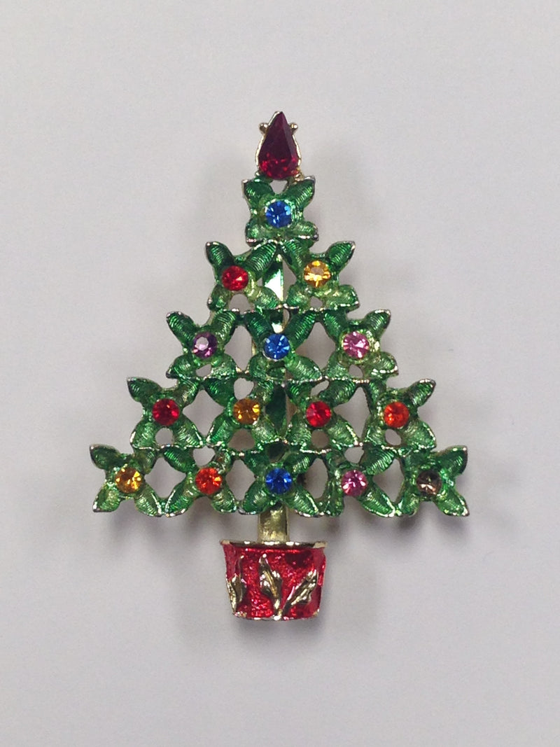 BJ Beatrix Rhinestone Christmas Tree Brooch Pin – Hers and His Treasures