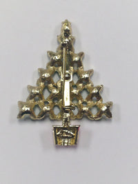 BJ Beatrix Rhinestone Christmas Tree Brooch Pin