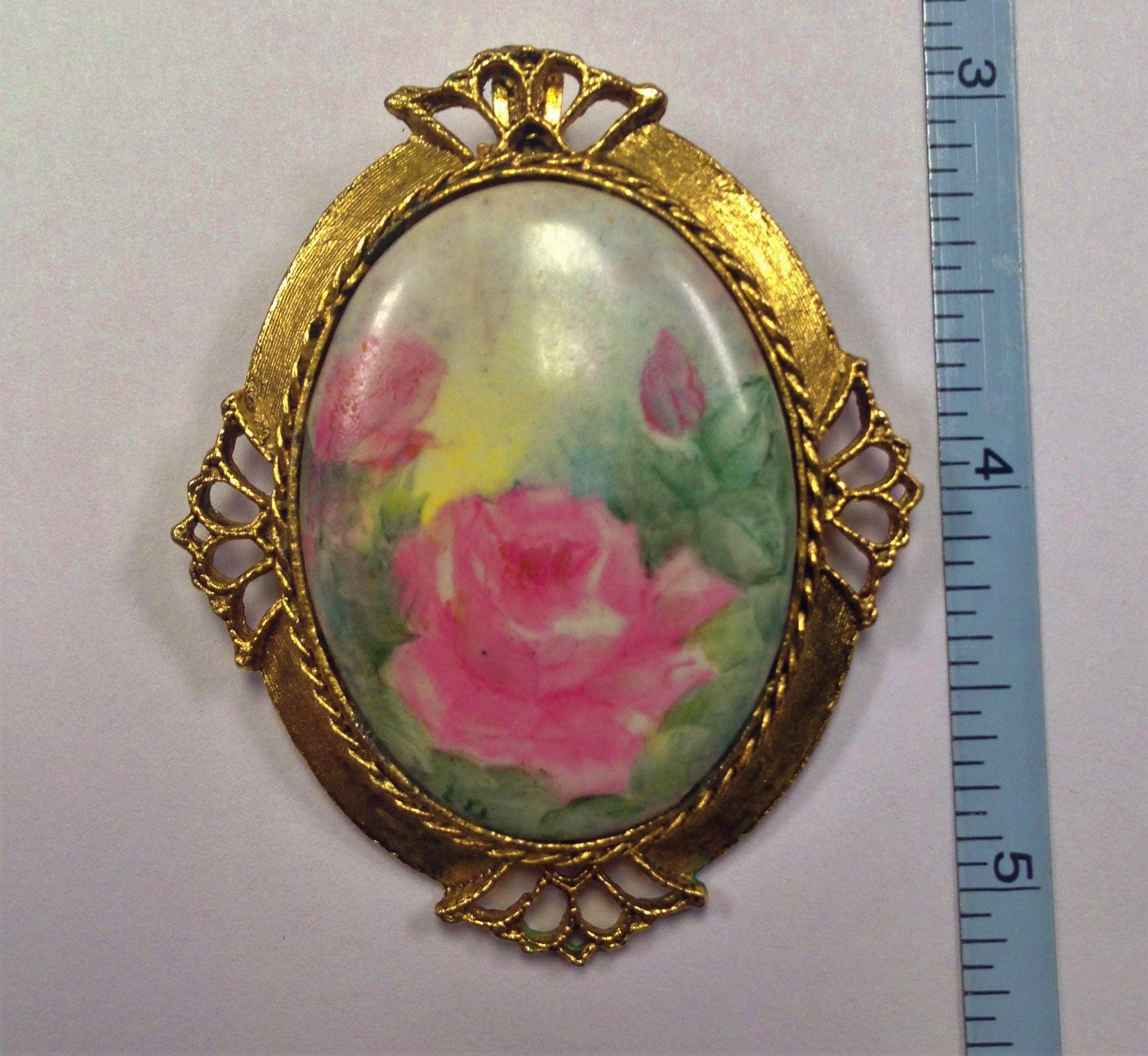 Porcelain Rose Brooch Pin - Hers and His Treasures