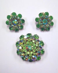 www.hersandhistreasures.com/products/1960's-Weiss-Green-AB-Dome-Brooch-and-Earring-Set