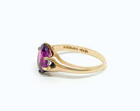 Vintage Gold Over Sterling Silver With A Purple Glass Stone Ring - Hers and His Treasures