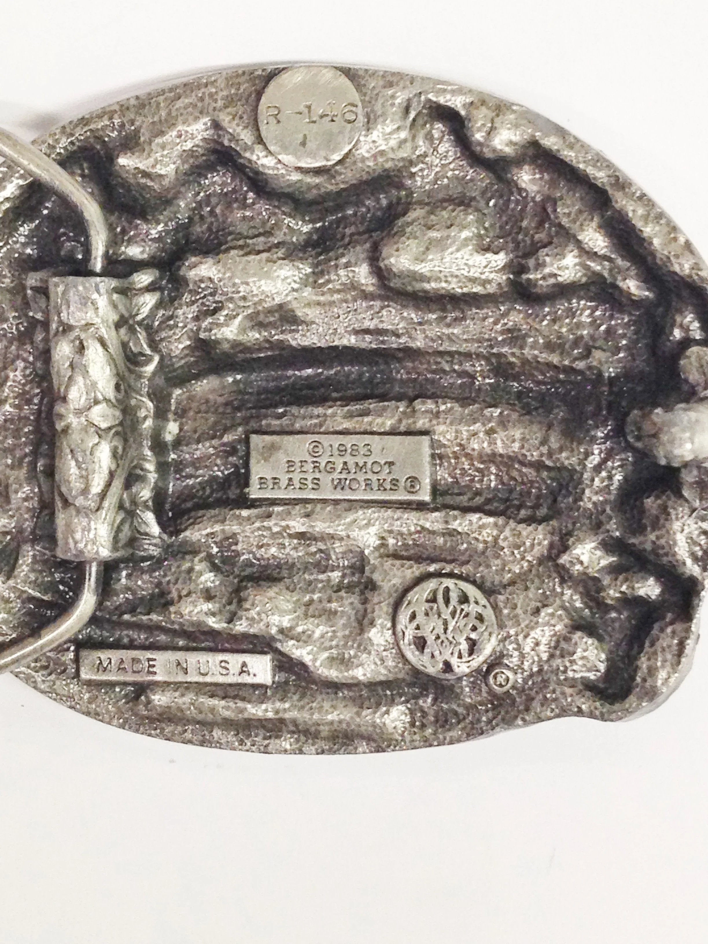 BERGAMOT BRASS WORKS　バックル 1984 Bergamot Brass Works Belt Buckle Native American Horse Peace