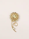 Light Green Rhinestone Gold Toned Flower Brooch Pin - Hers and His Treasures