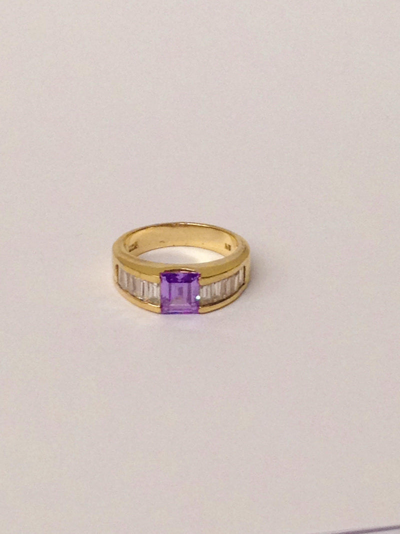 Square Cut Purple CZ Sterling Silver Ring - Hers and His Treasures