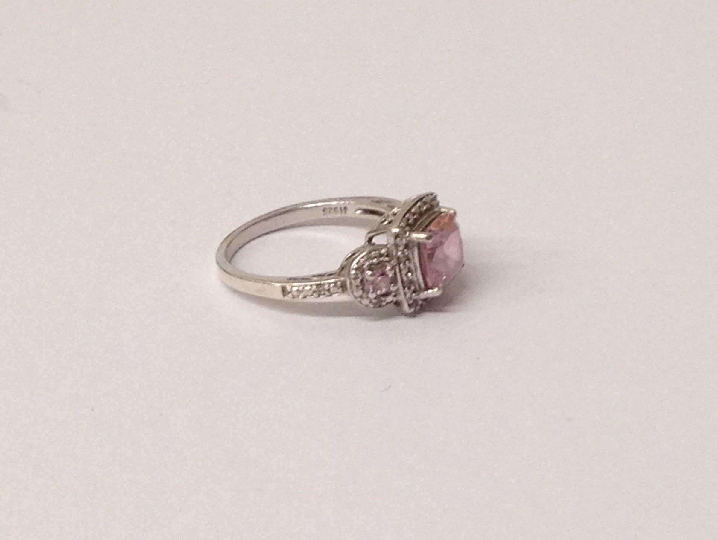 Pink Square Cut CZ Sterling Silver Ring - Hers and His Treasures