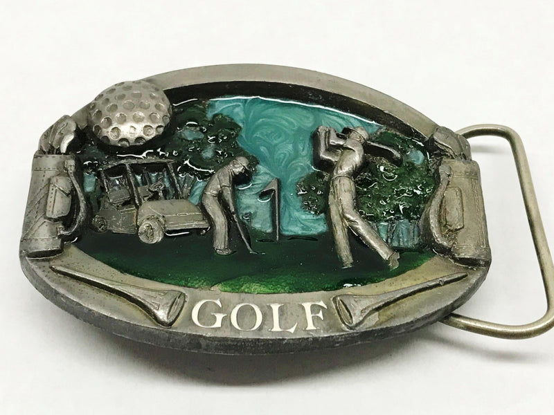 Vintage Enameled Golf Buckles Of America Belt Buckle - Hers and His Treasures