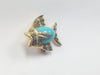 Toledoware Damascene Style Angel Fish Faux Turquoise Brooch Pin Spain - Hers and His Treasures
