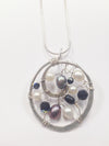 Sterling Silver Necklace W/ Pearls and Wire Wrapped Faceted Bead Pendant - Hers and His Treasures