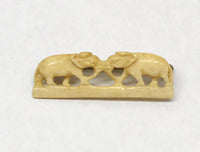 Vintage Dual Bone Carved Elephants Brooch Pin - Hers and His Treasures