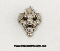 3D Grape Cluster .925 Sterling Silver Brooch Pin A. Dominguez Taxco