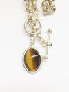 Sterling Silver .925 ESPO SIG Large Chain Link Tigers Eye Pendant Toggle Necklace - Hers and His Treasures