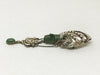 Vintage Aztec Tribal Jade Large Sterling Silver Dangling Brooch Pin J.P. Mexico - Hers and His Treasures