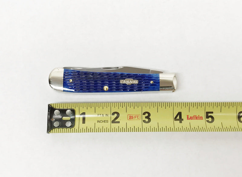 New 2015 Case XX 6254 Blue Jigged Bone Trapper Pocket Knife - Hers and His Treasures