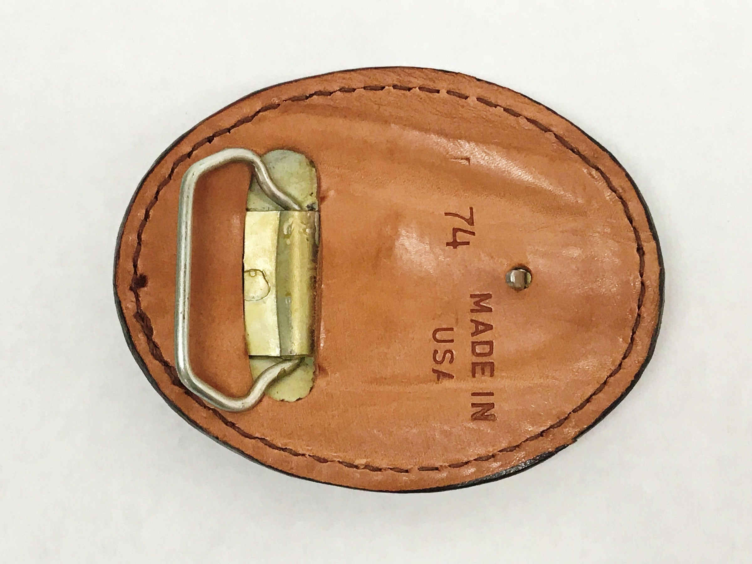 Vintage Tooled Leather Eagle Belt Bucke #74 | USA - Hers and His Treasures