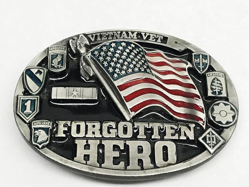 Vintage 1987 C+J Inc Vietnam Vet Forgotten Hero #1468 Belt Buckle | USA - Hers and His Treasures