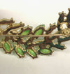 LC Liz Claiborne Green Rhinestone Leaf Brooch Pin