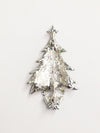 Enameled Christmas Tree Brooch Pin W/ Red Rhinestones