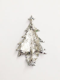 Enameled Christmas Tree Brooch Pin W/ Red Rhinestones