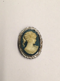 Cameo On Blue Background Brooch Pin