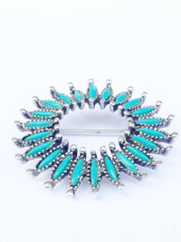 Faux Turquoise Petite Point Brooch Pin www.hersandhistreasures.com