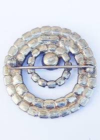 Monet Clear Rhinestone Round Brooch Pin - Hers and His Treasures
