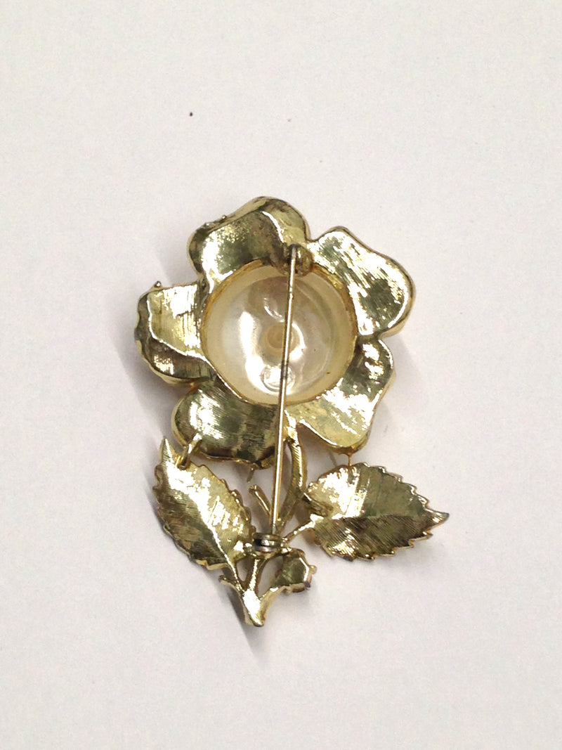 Large Faux Pearl Flower Brooch Pin