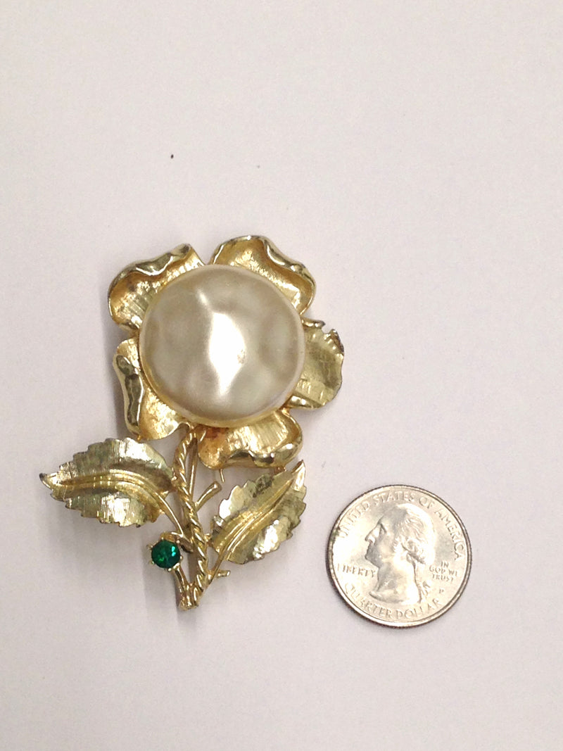 Large Faux Pearl Flower Brooch Pin