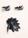 Smoky Gray Flower Brooch and Clip-On Earring Set - Hers and His Treasures