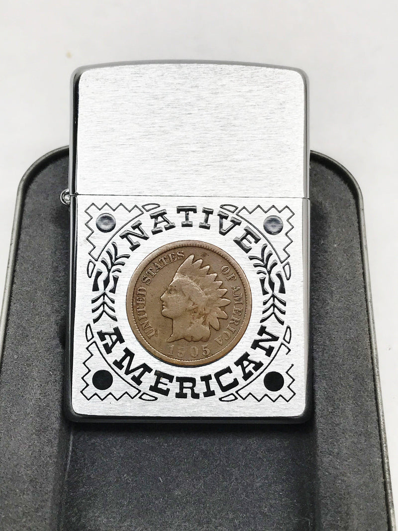 New XII 1996 Native American 1905 Indian Head Penny Zippo Lighter - Hers and His Treasures