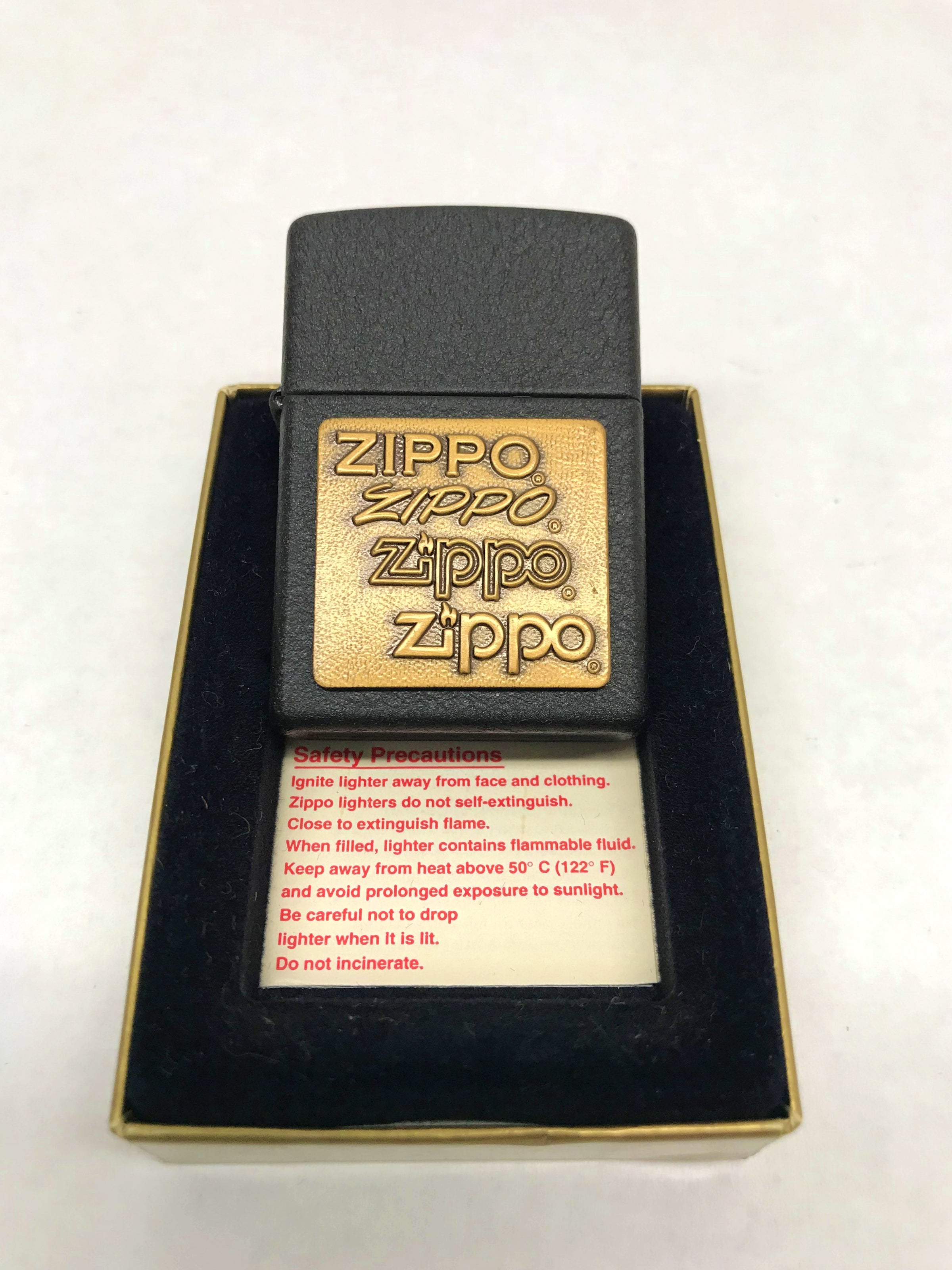 1999 Zippo Brass Emblem With Black Crackle Zippo Lighter New