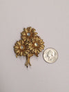 Gold Toned Flower Bouquet Brooch Pin