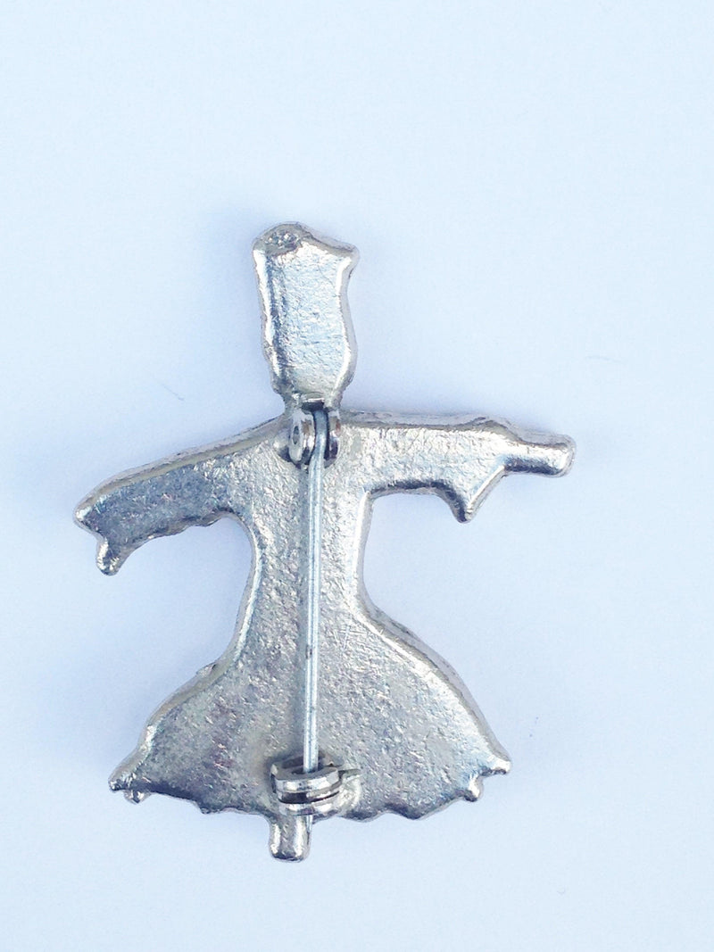 Silver Tone Female Scarecrow Brooch Pin - Hers and His Treasures