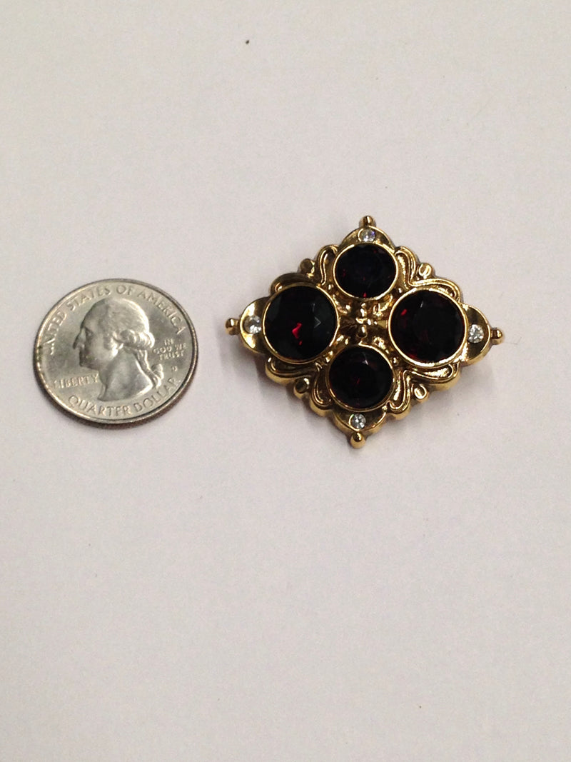 Diamond Shaped Jeweled Brooch Pin