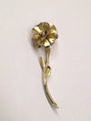 Long Stemmed Gold Toned Flower Brooch - Hers and His Treasures
