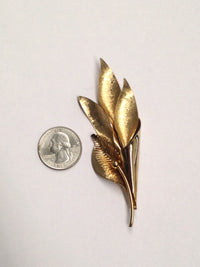 Gold Toned Leaf Bouquet Brooch Pin