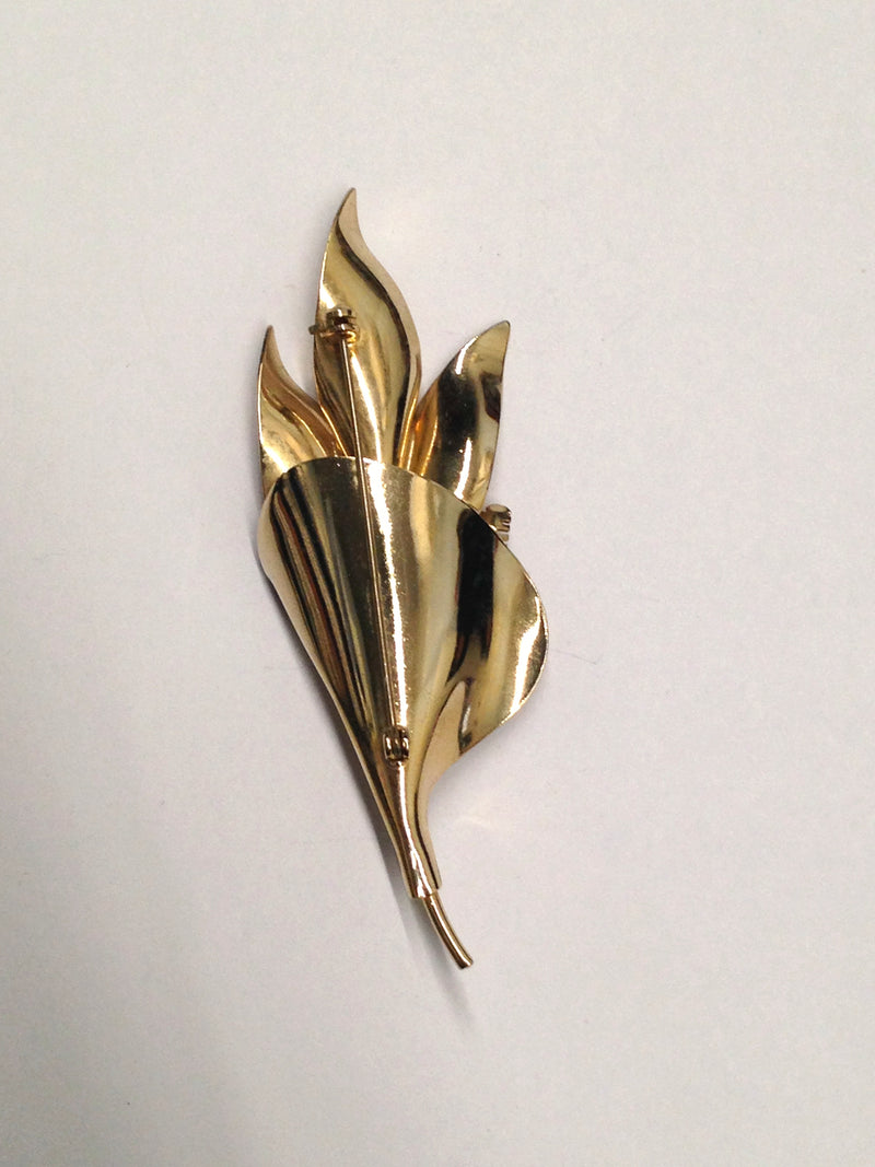 Gold Toned Leaf Bouquet Brooch Pin