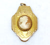 Vintage Hamilton Carved Shell Cameo Gold Tone Necklace Pendant - Hers and His Treasures