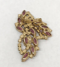 Vintage Gold Toned With Purple Rhinestones Brooch Pin - Hers and His Treasures