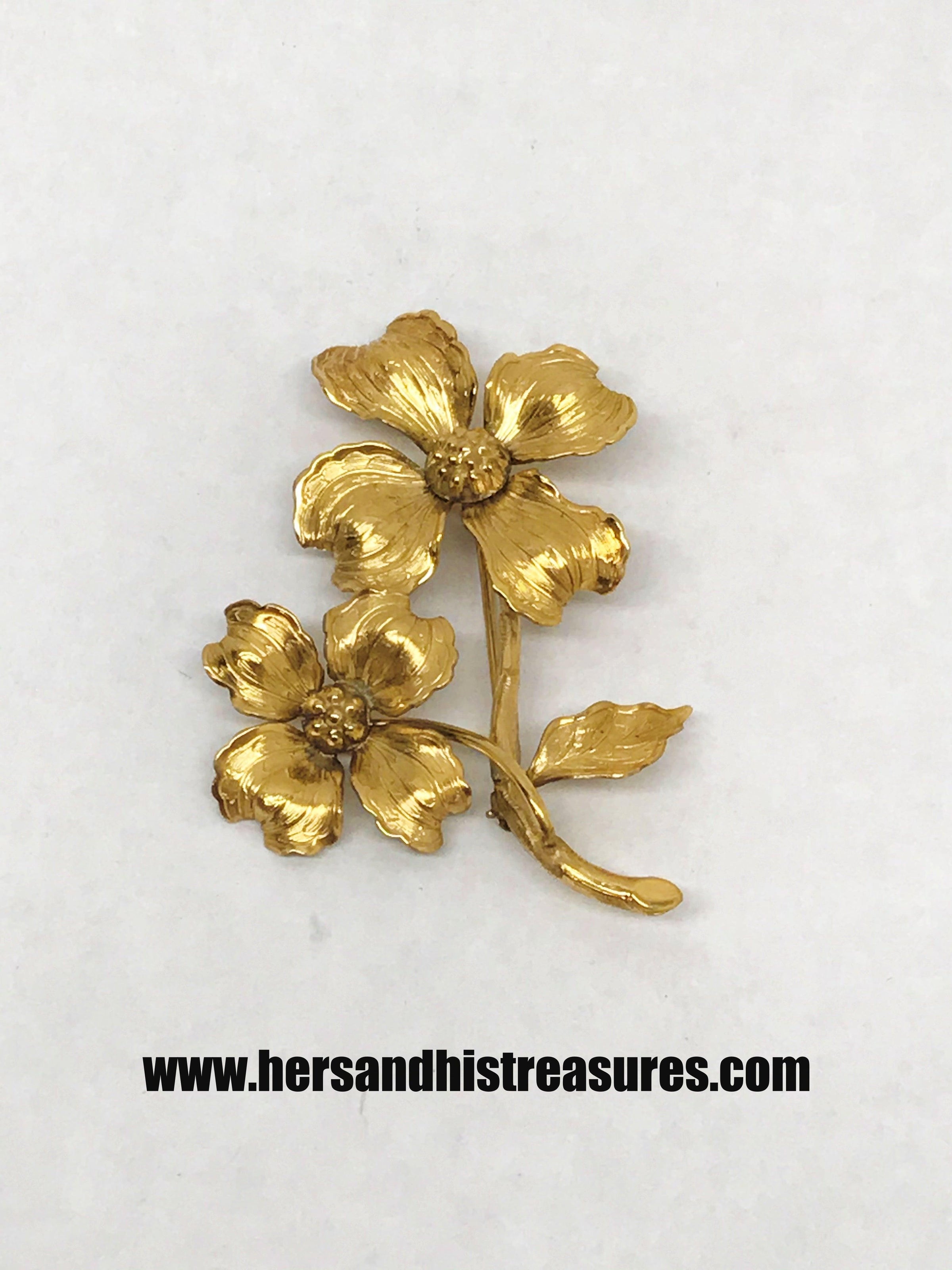 Vintage 1/20 12K Gold Filled Flower Brooch Pin - Hers and His Treasures