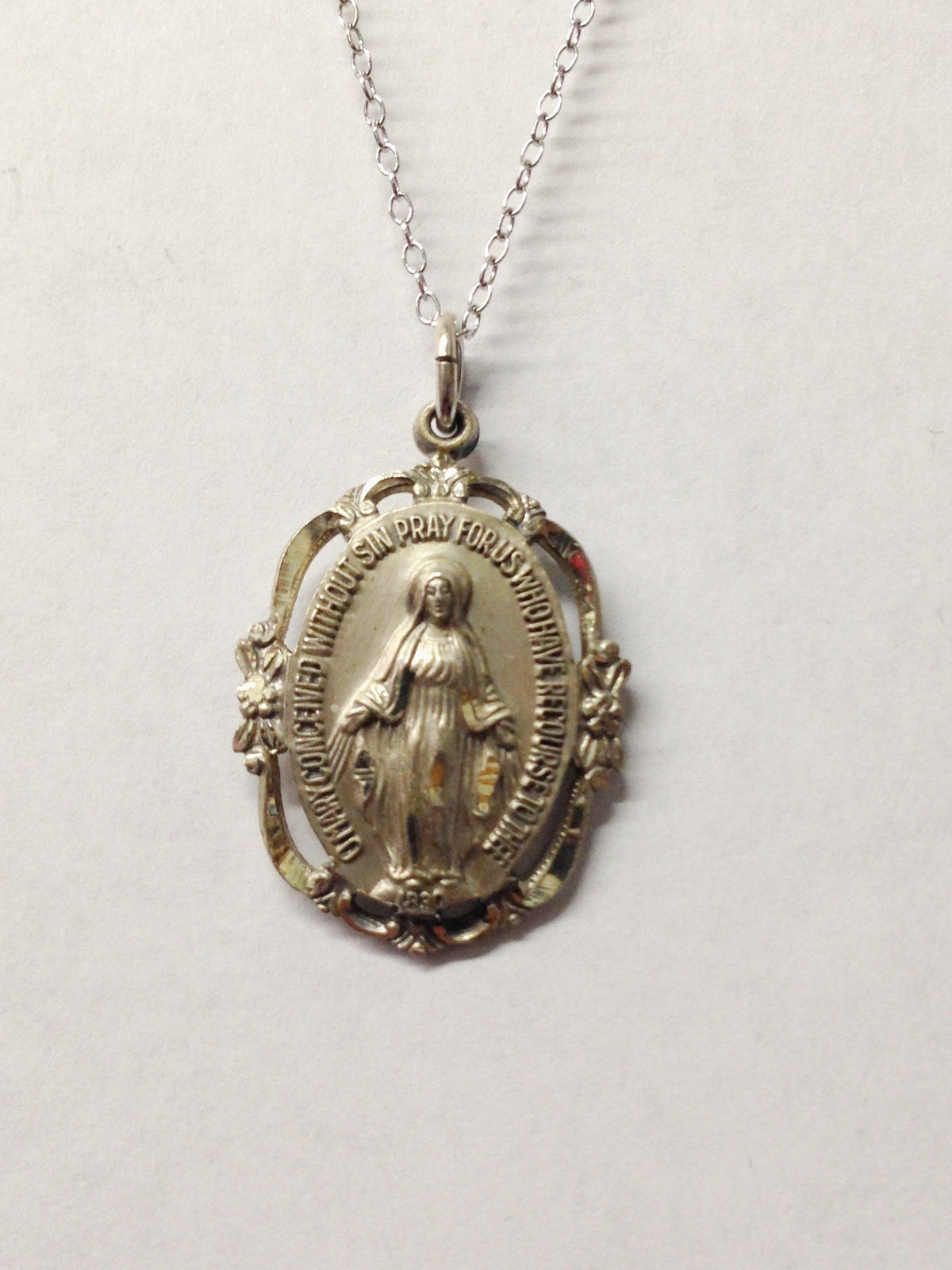 Vintage Creed Sterling Silver Mother Mary Necklace - Hers and His Treasures