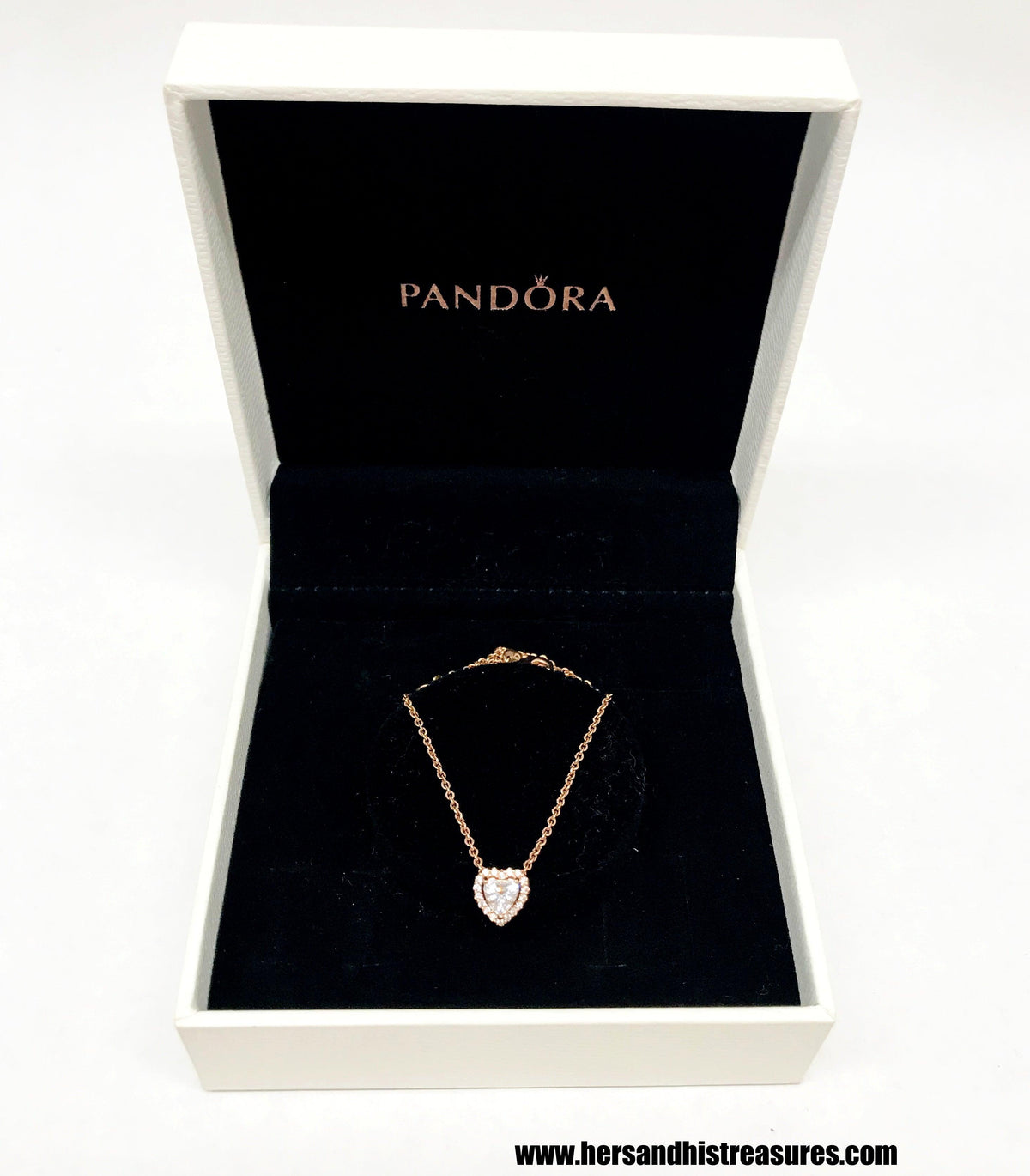 Pandora Elevated Heart Collier Rose Gold Sterling Silver Necklace - Hers and His Treasures