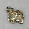 Gold and Silver Tone Elephant Brooch Pin With Green Rhinestone Eye