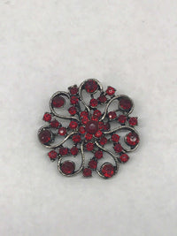 Red Rhinestone Swirl Pendant Or Brooch Pin - Hers and His Treasures