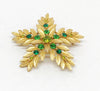 Lisner Gold Tone Emerald Green Rhinestone Star Leaf Brooch Pin - Hers and His Treasures