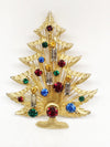 Vintage Wired Christmas Brooch Pin with Rhinestones and Candles Signed Brooks - Hers and His Treasures