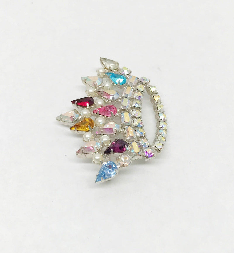 Vintage Signed B. David Mother's Multi-Colored Rhinestone Crown Brooch Pin | USA - Hers and His Treasures