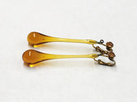 Vintage Elongated Hand-Blown Amber Glass Clip-On Earrings - Hers and His Treasures