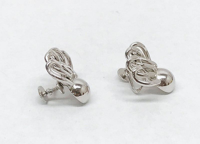 Vintage 1950's Sperry Modernist Silver Tone Screw Back Earrings - Hers and His Treasures