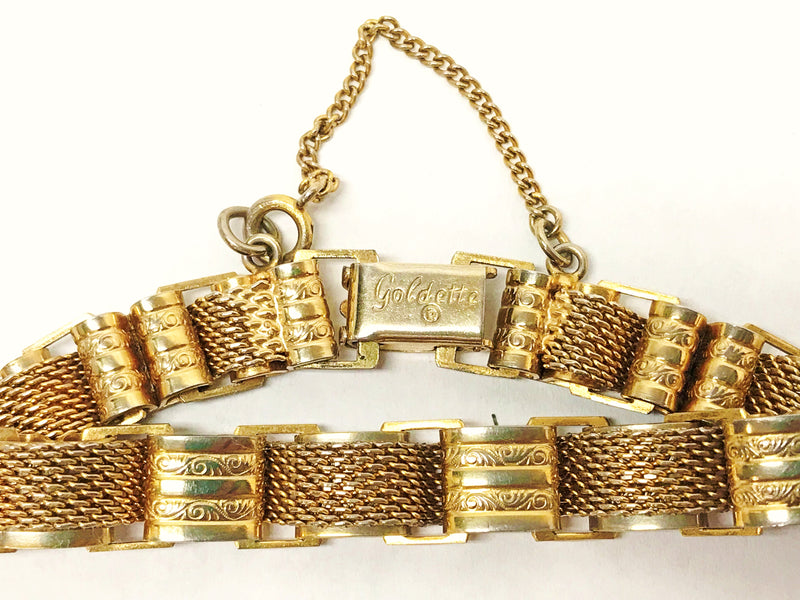 Goldette Mesh Interwoven Link Bracelet with Safety Chain - Hers and His Treasures